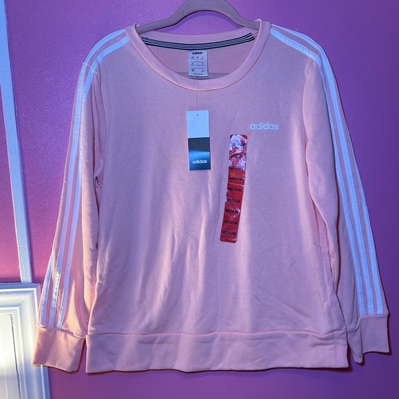 Adidas Light Pink Crewneck with White Accents - Picture 1 of 8